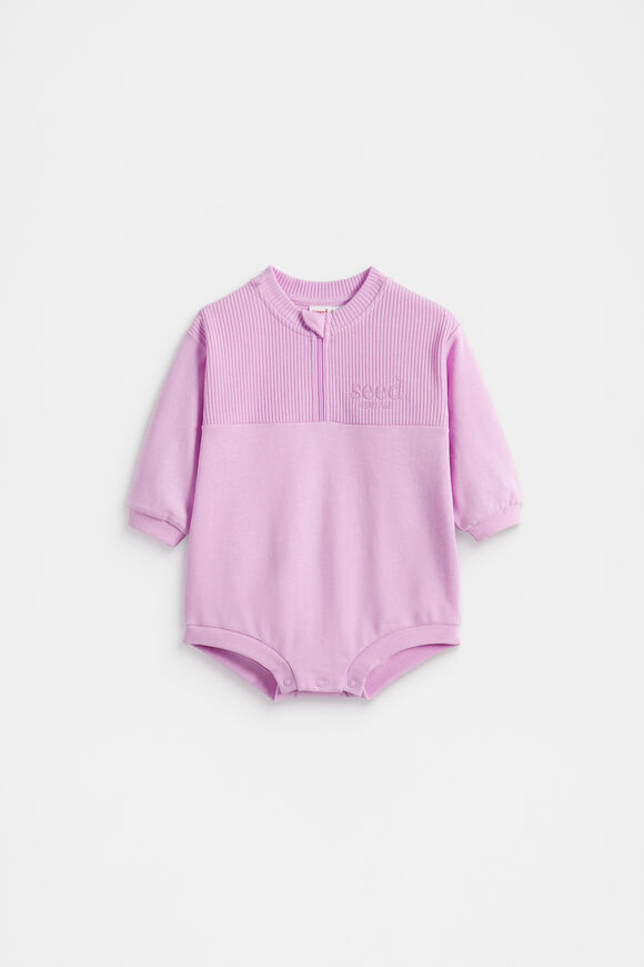 Spliced Logo Romper  Orchid Bloom  hi-res