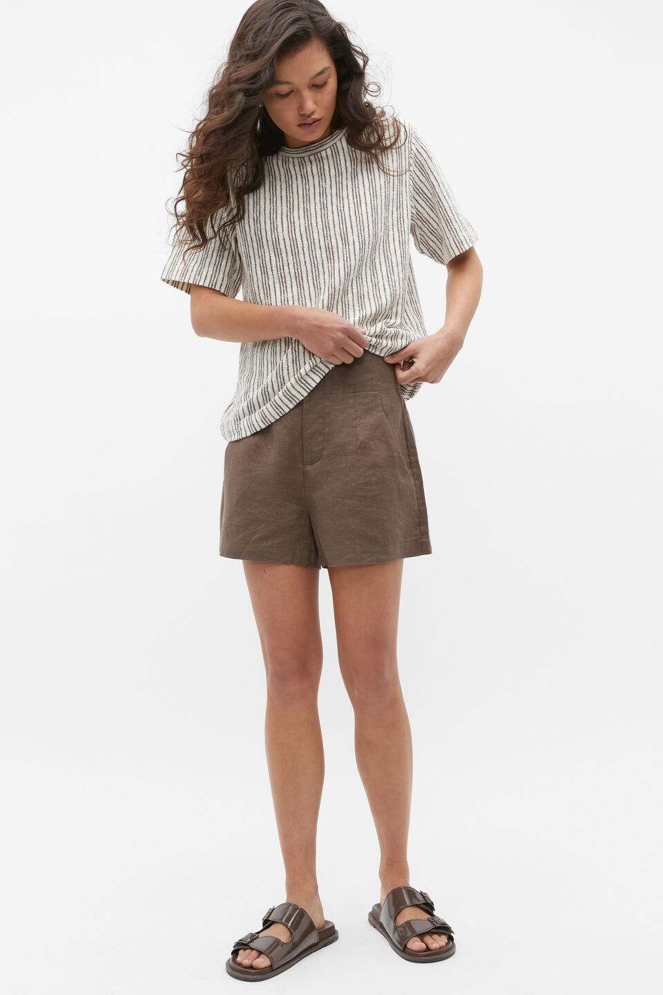 Textured Stripe Top  Affogato Stripe