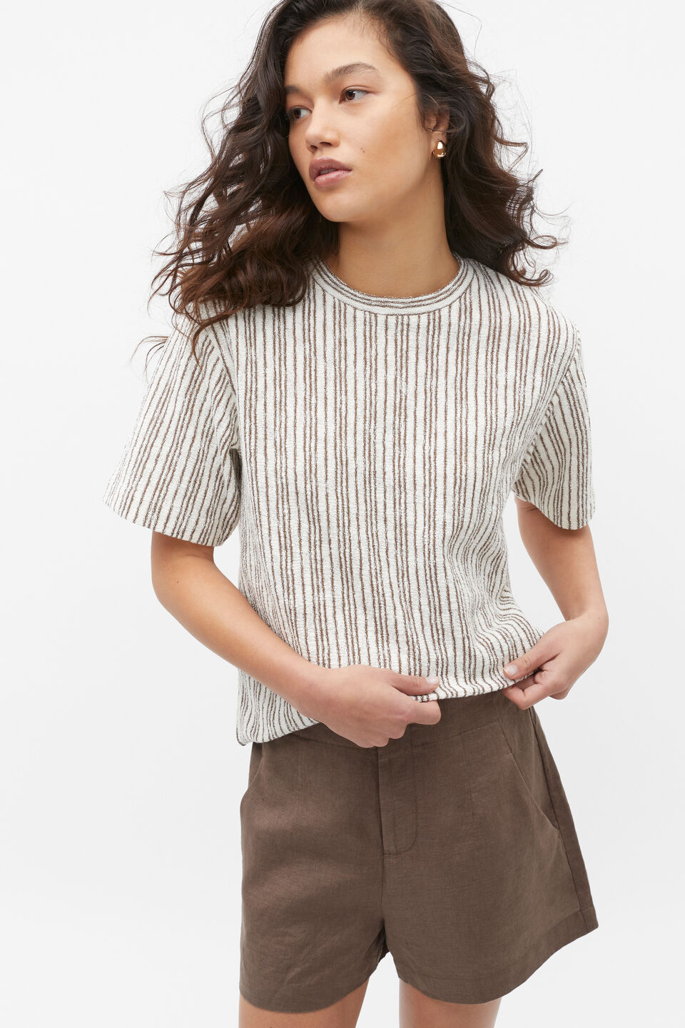 Textured Stripe Top  Affogato Stripe