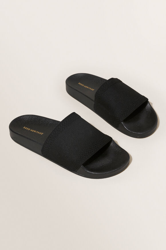 Seed Knit Pool Slide  Black  hi-res