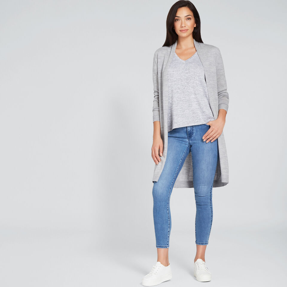 Rolled Cuff V Neck Top  