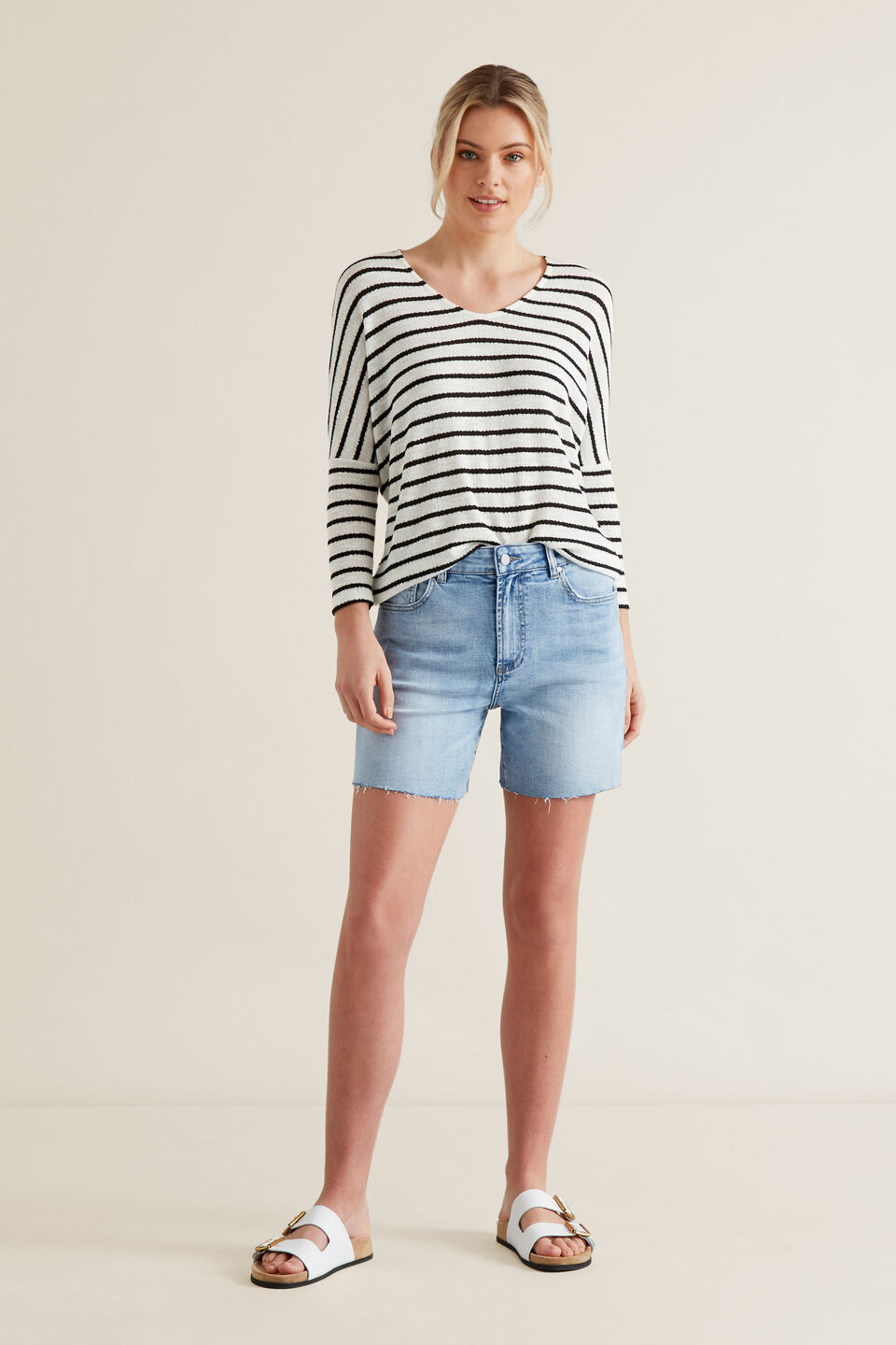 Frayed Denim Short  