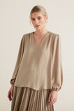 Gathered V Neck Blouse    hi-res