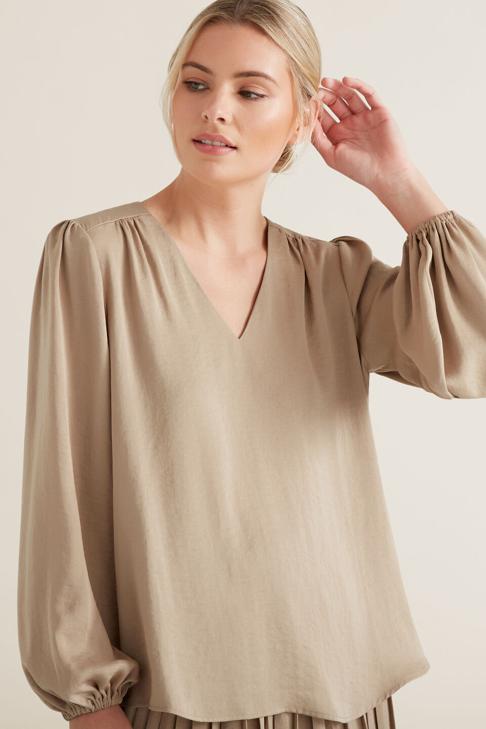 Gathered V Neck Blouse  
