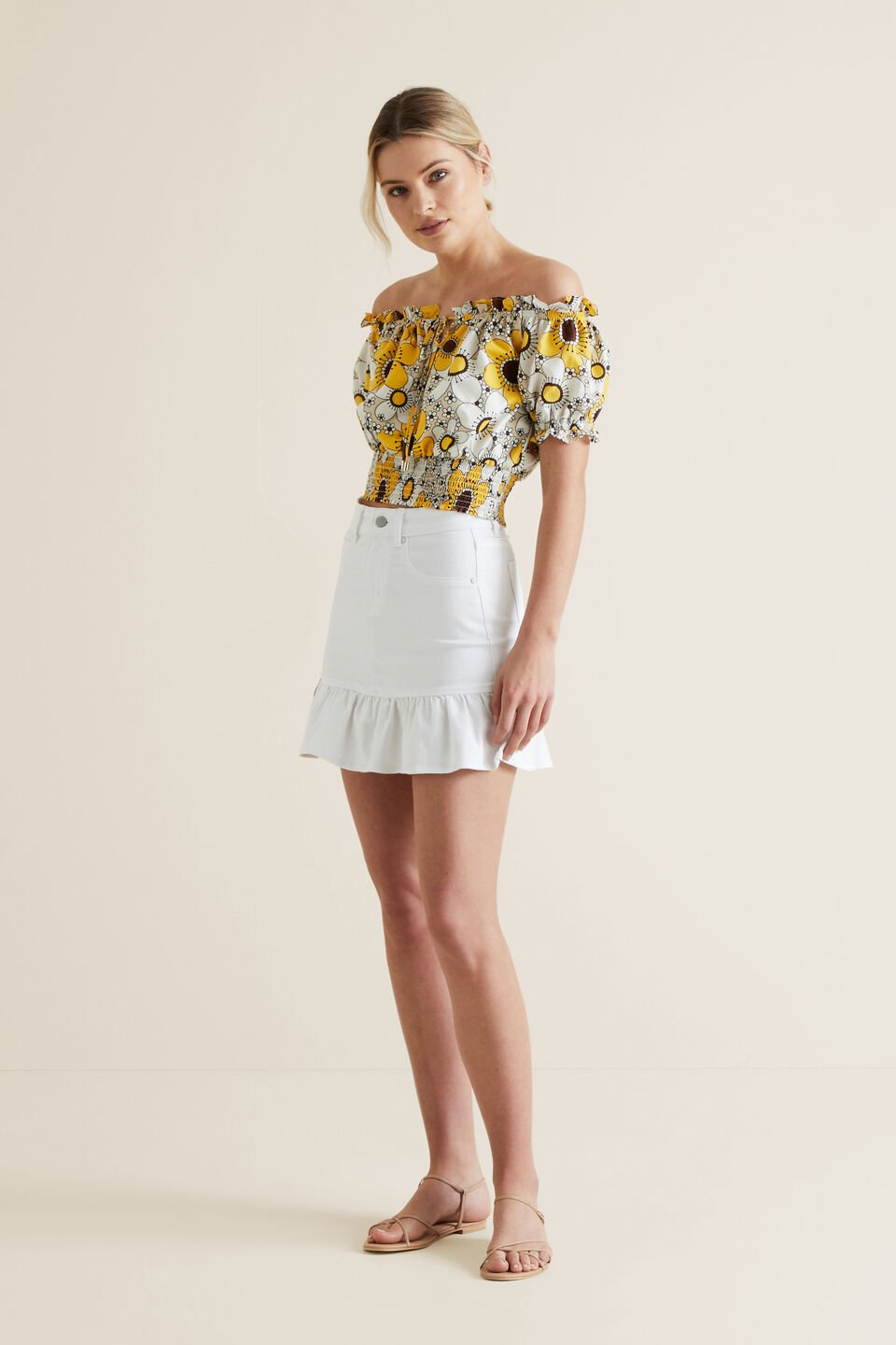 Shirred Vintage Floral Top  