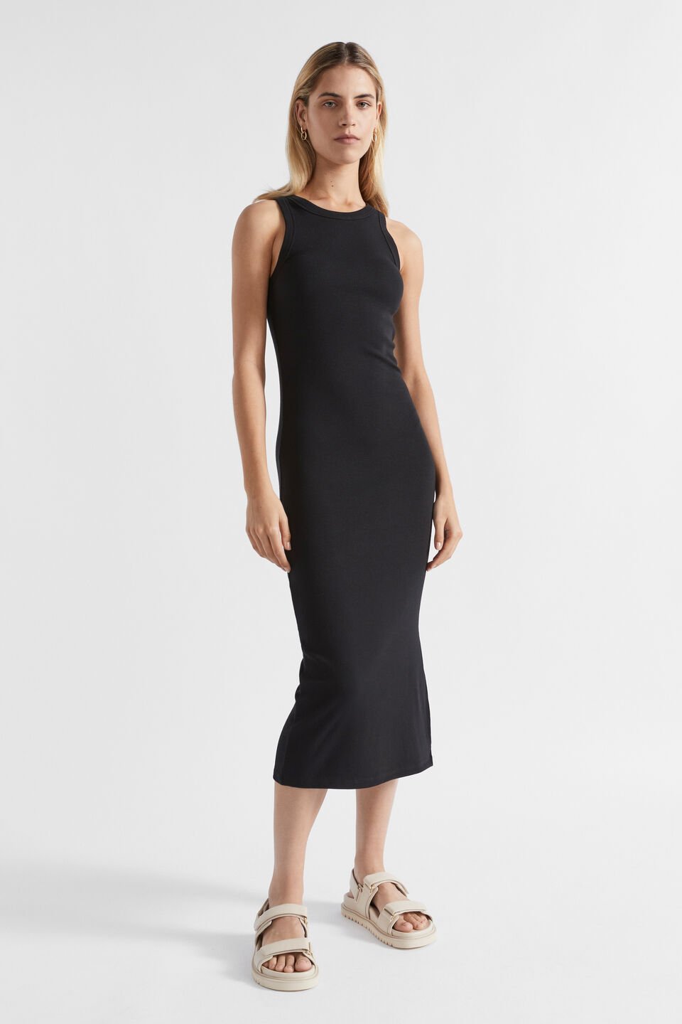 Core Rib Tank Dress  Black