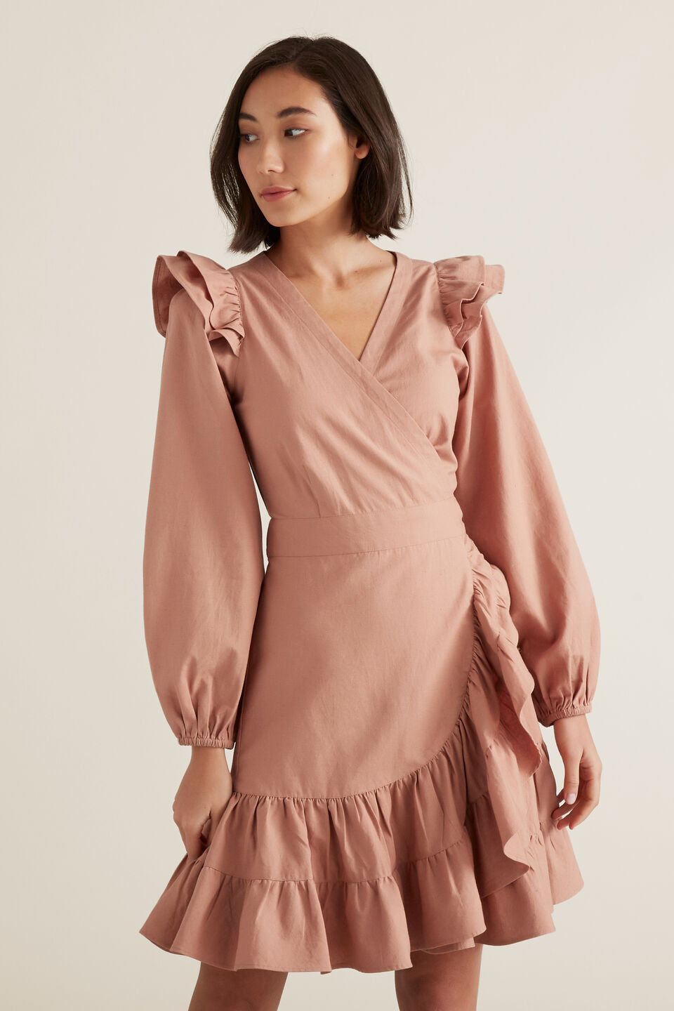 Wrap Front Frill Dress  