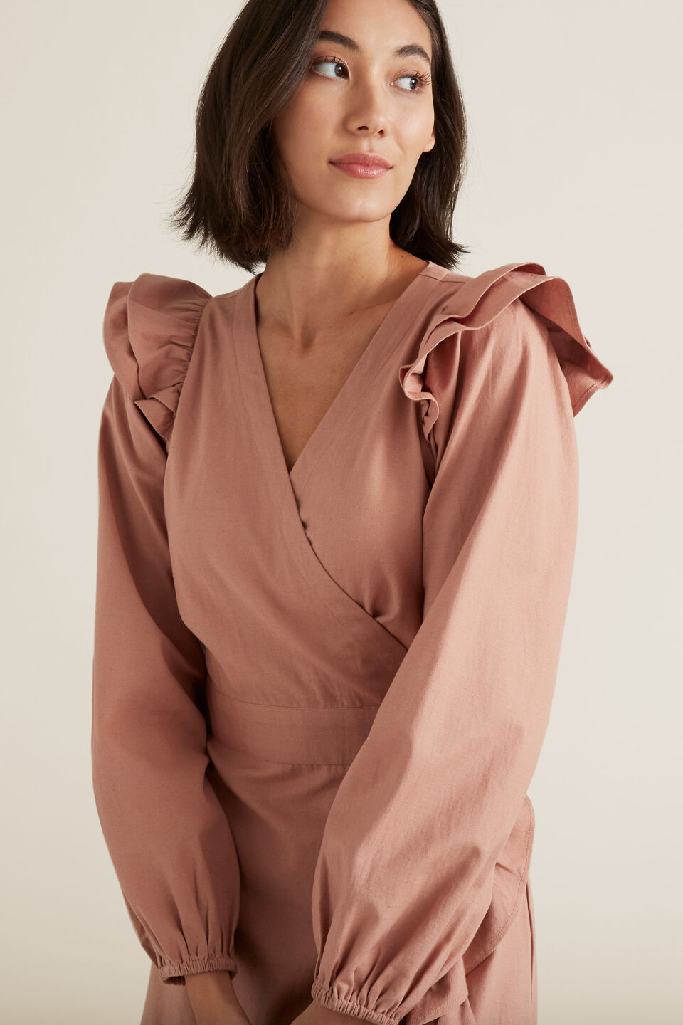Wrap Front Frill Dress  