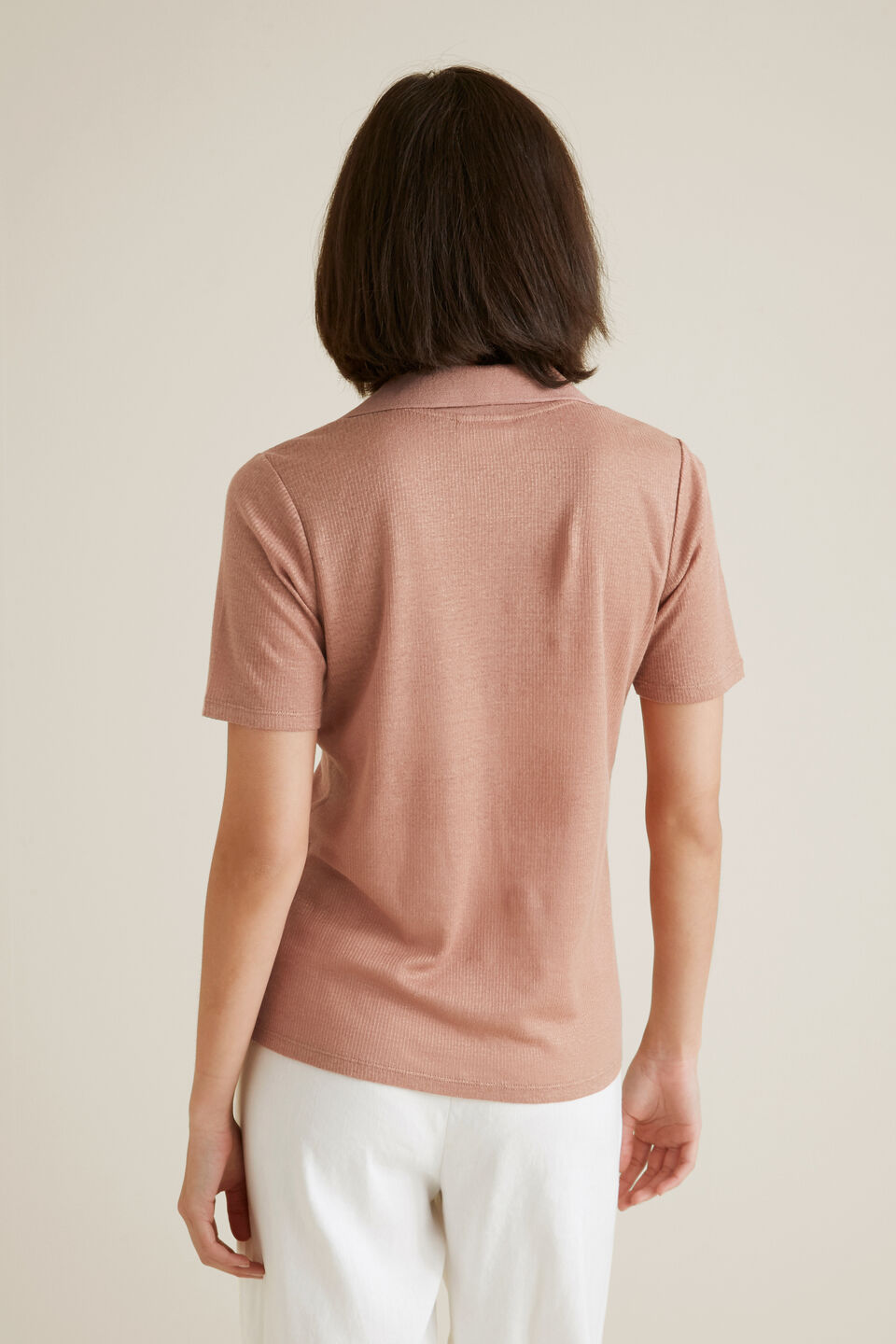 Collared Linen Rib Top  