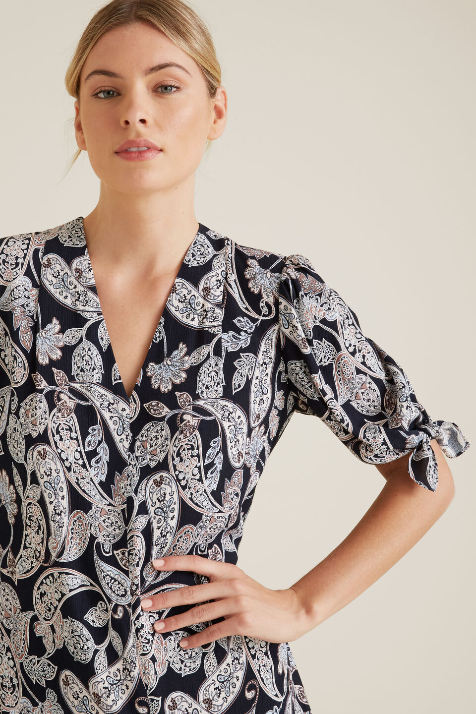 Paisley V-Neck Dress  