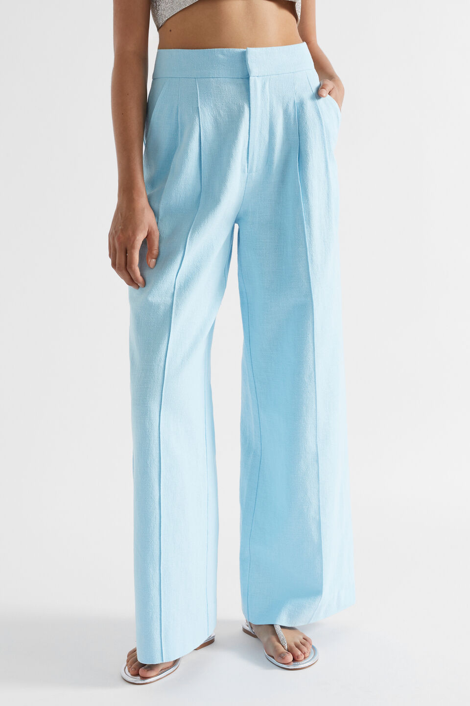 High Waist Palazzo Pant  Shimmer Blue