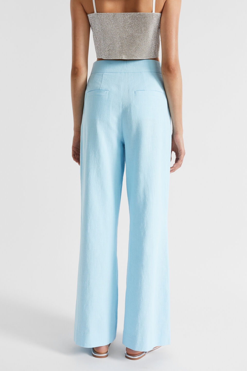 High Waist Palazzo Pant  Shimmer Blue