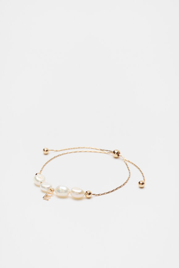 Fine Pearl Initial Bracelet  E  hi-res