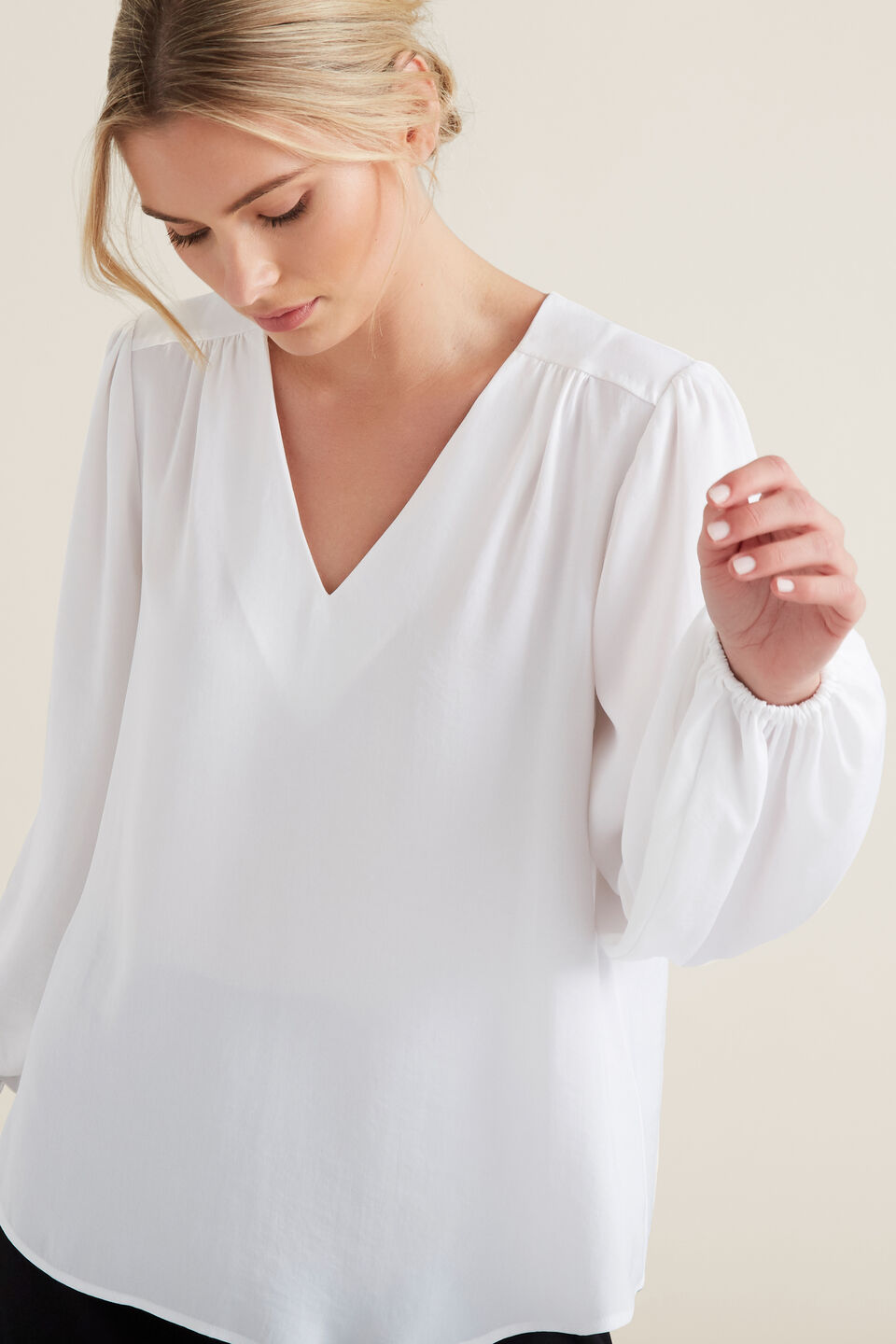 Gathered V Neck Blouse  