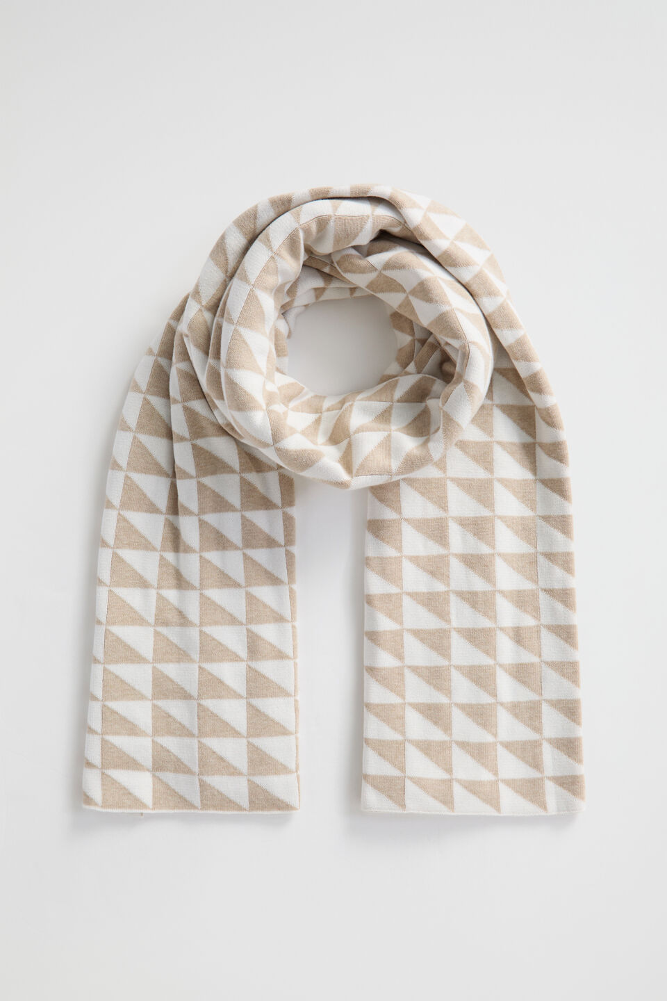 Geo Knit Scarf  Champagne Beige