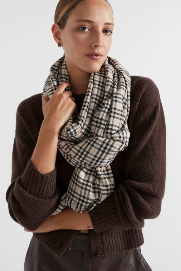 Mini Check Scarf  Espresso Multi  hi-res