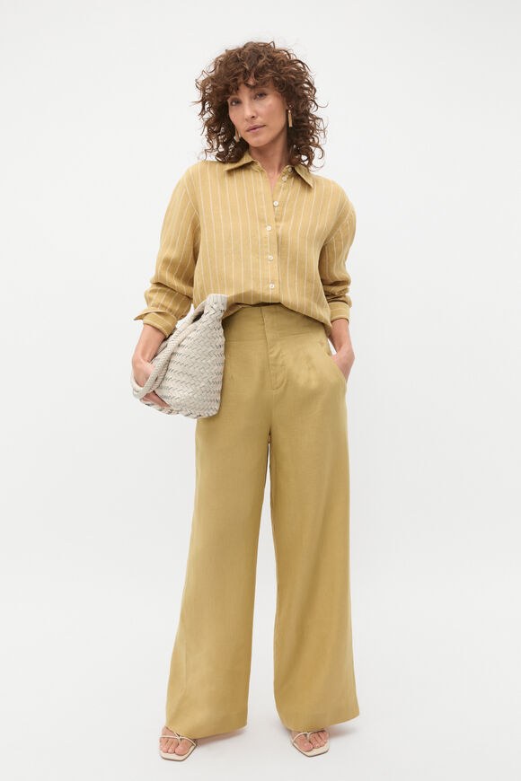Linen Oversized Shirt  Honey Stripe  hi-res