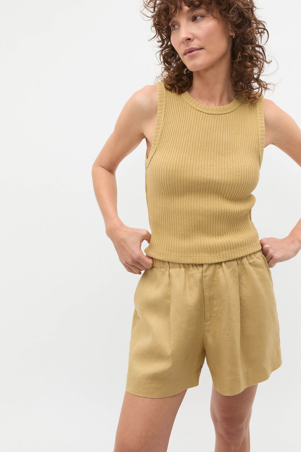 Textured Rib Tank  Honey