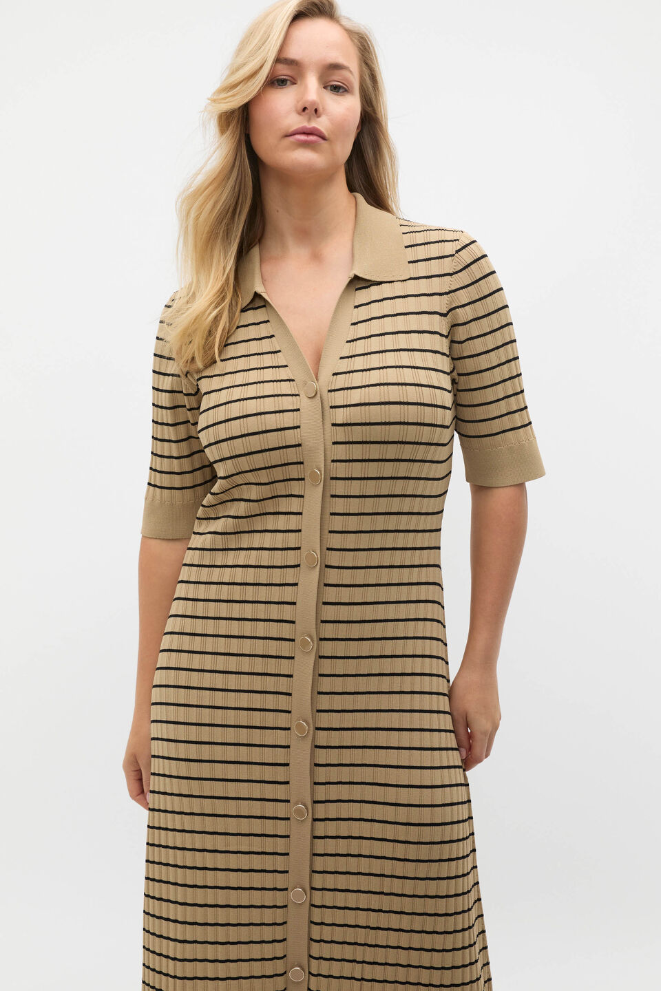 Crepe Knit Stripe Dress  Rye Stripe