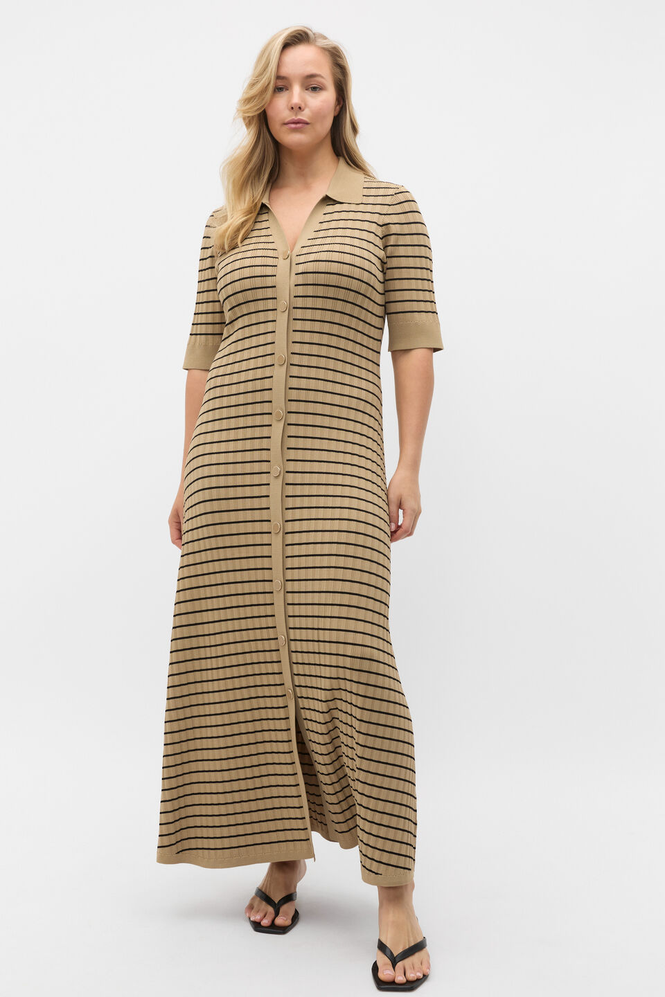 Crepe Knit Stripe Dress  Rye Stripe