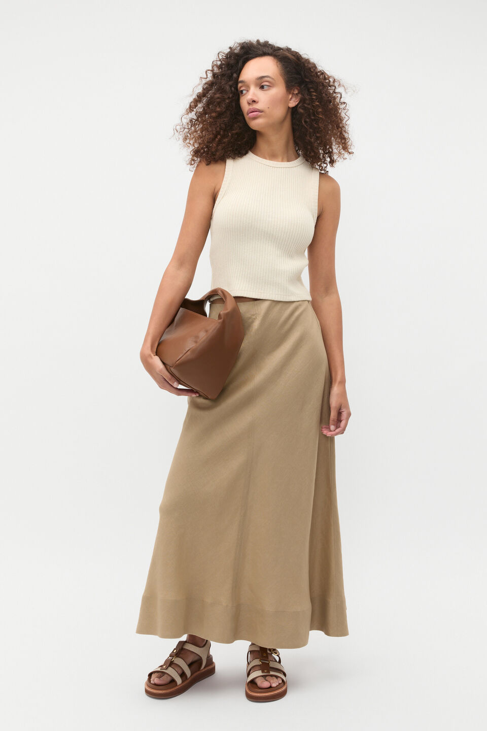 Core Linen Seam Front Skirt  Rye
