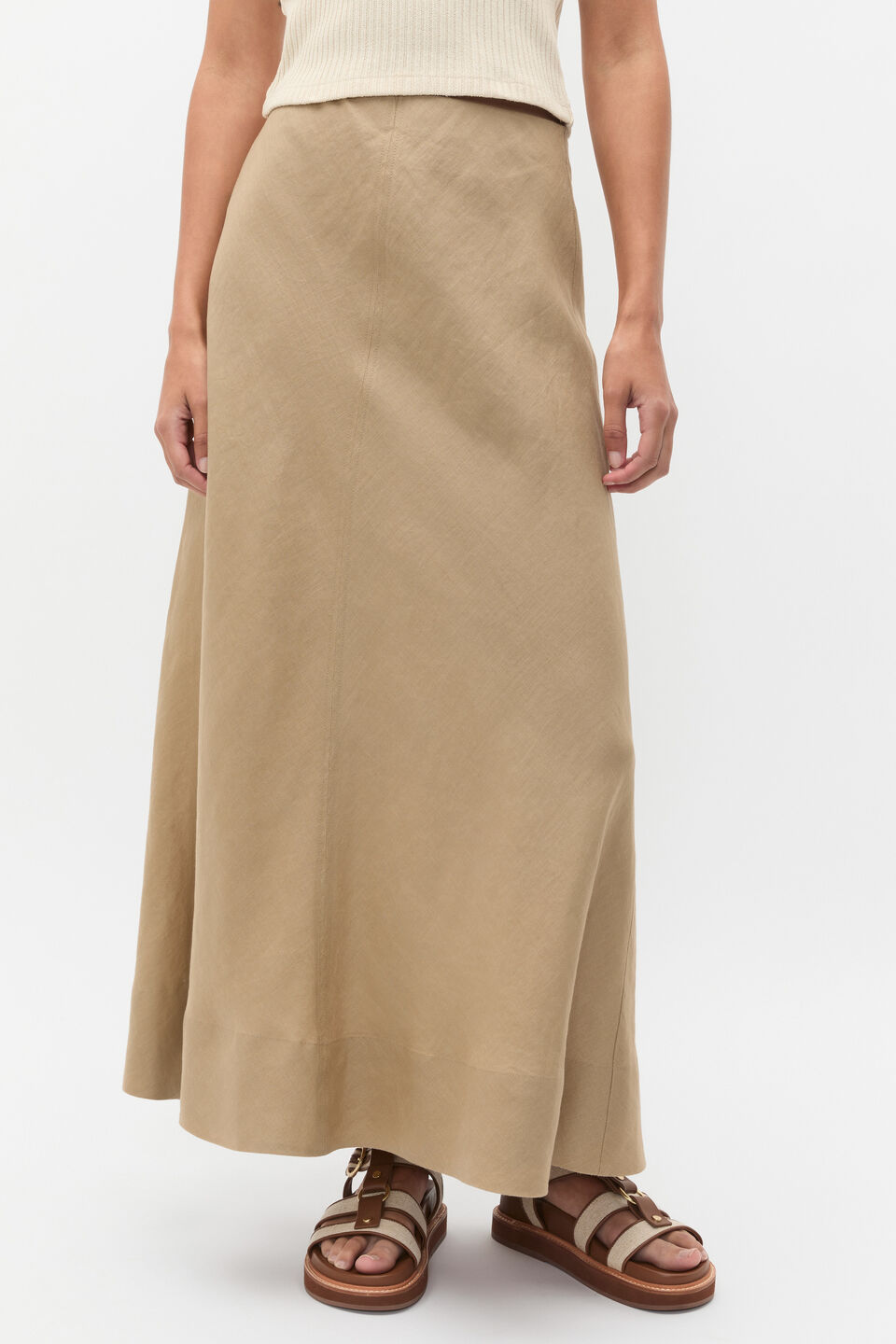 Core Linen Seam Front Skirt  Rye