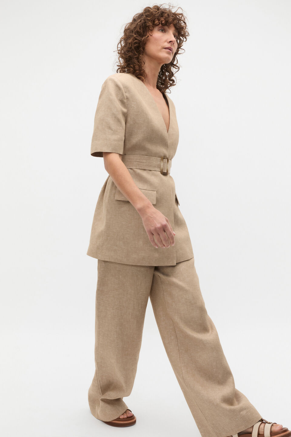 Linen Crossdye Tie Waist Jacket  Rye Crossdye
