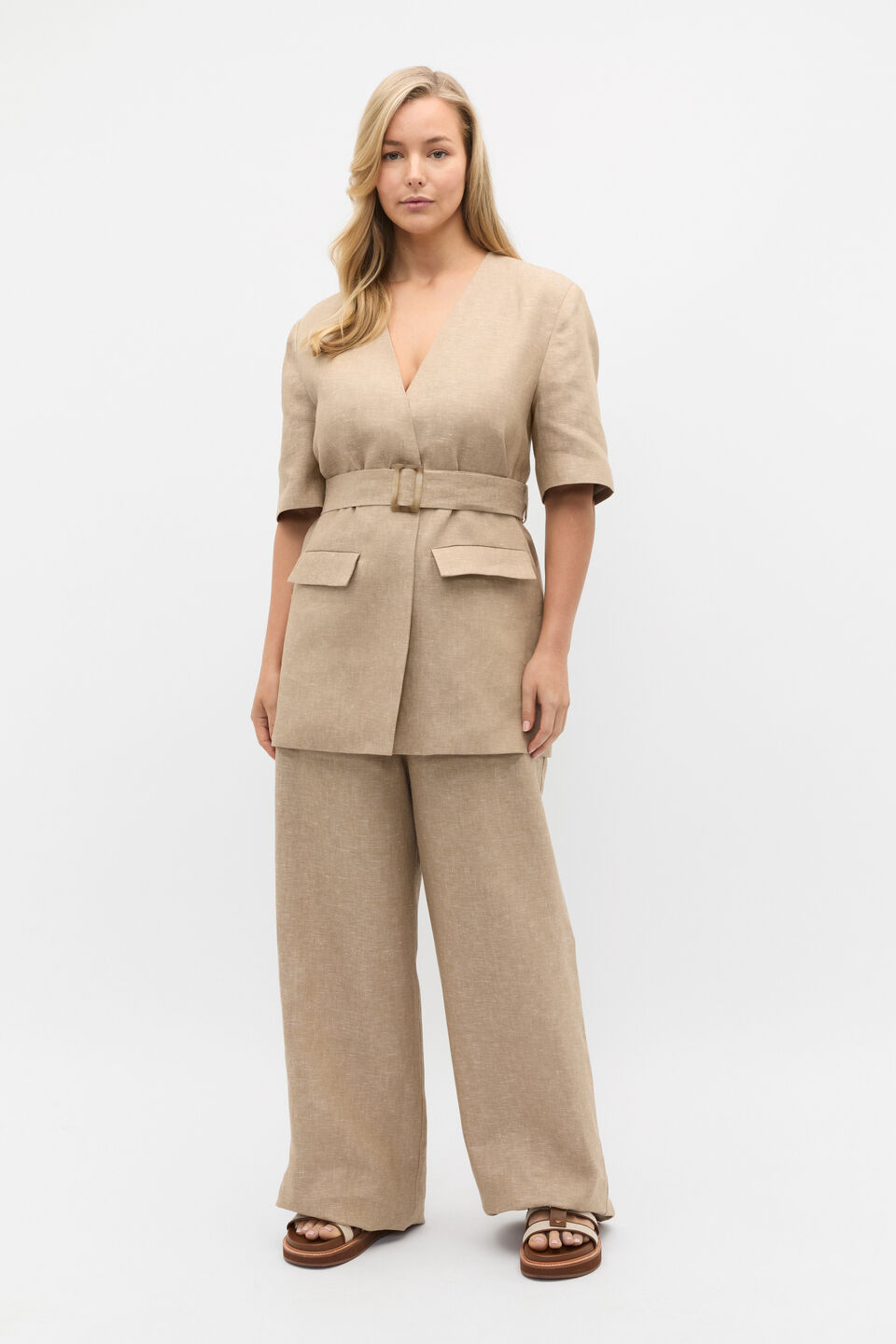 Linen Crossdye Tie Waist Jacket  Rye Crossdye