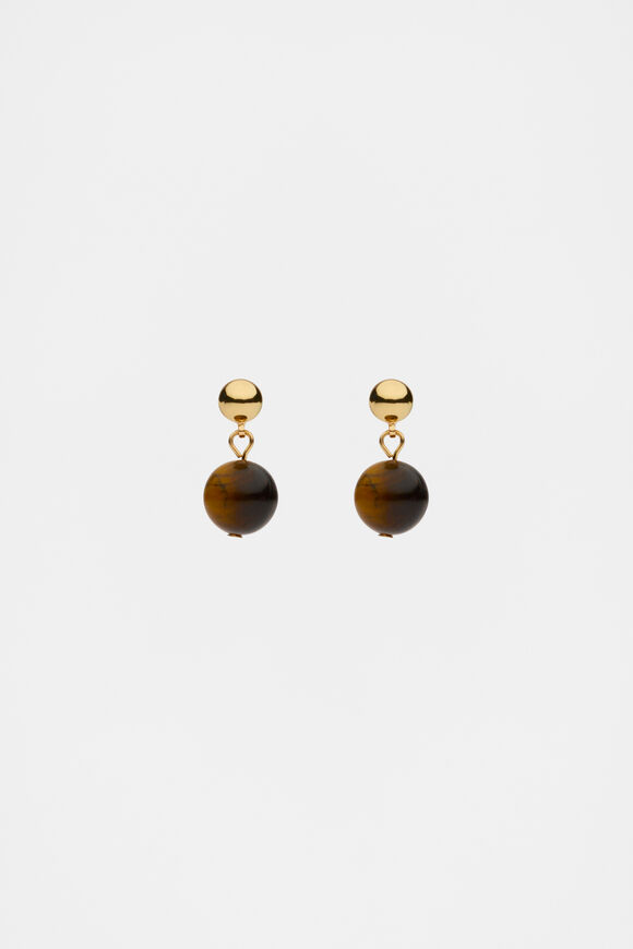 Stone Round Drop Earring  Gold  hi-res