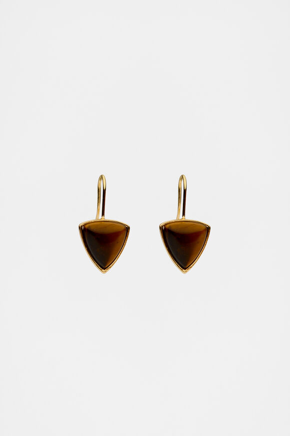 Stone Shield Drop Earring  Gold  hi-res