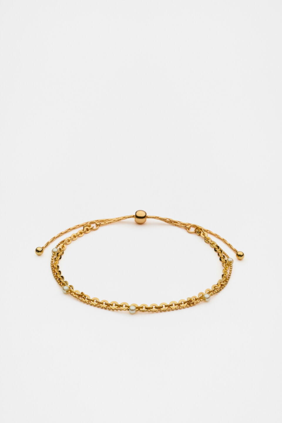 Pearl Station Toggle Bracelet  Gold