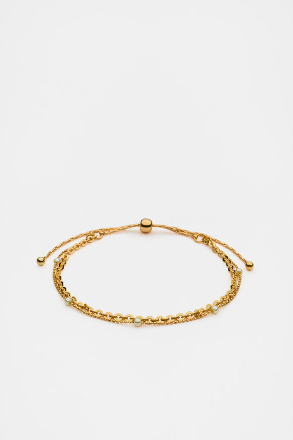 Pearl Station Toggle Bracelet  Gold  hi-res
