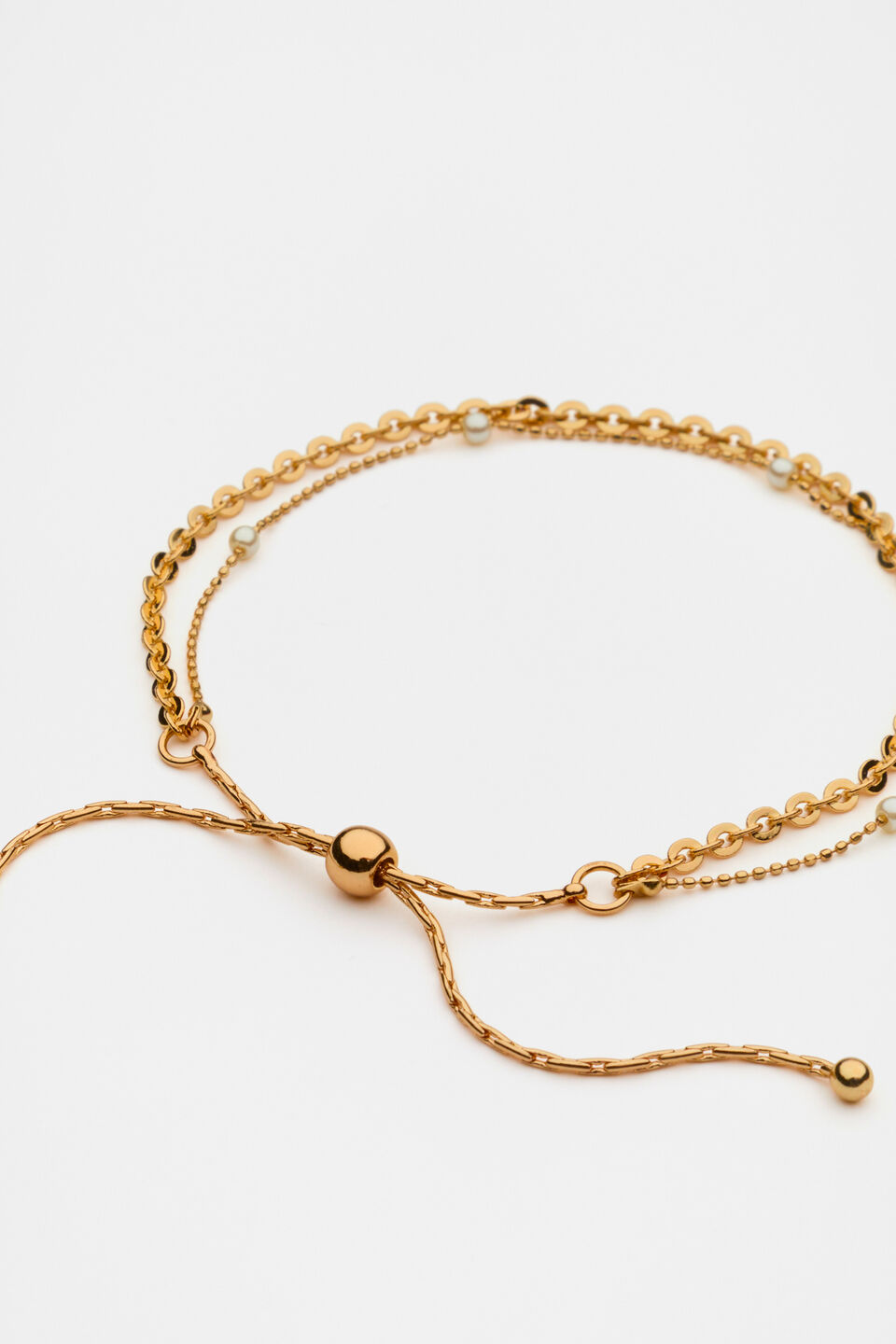 Pearl Station Toggle Bracelet  Gold