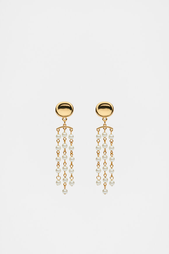 Pearl Station Long Earring  Gold  hi-res