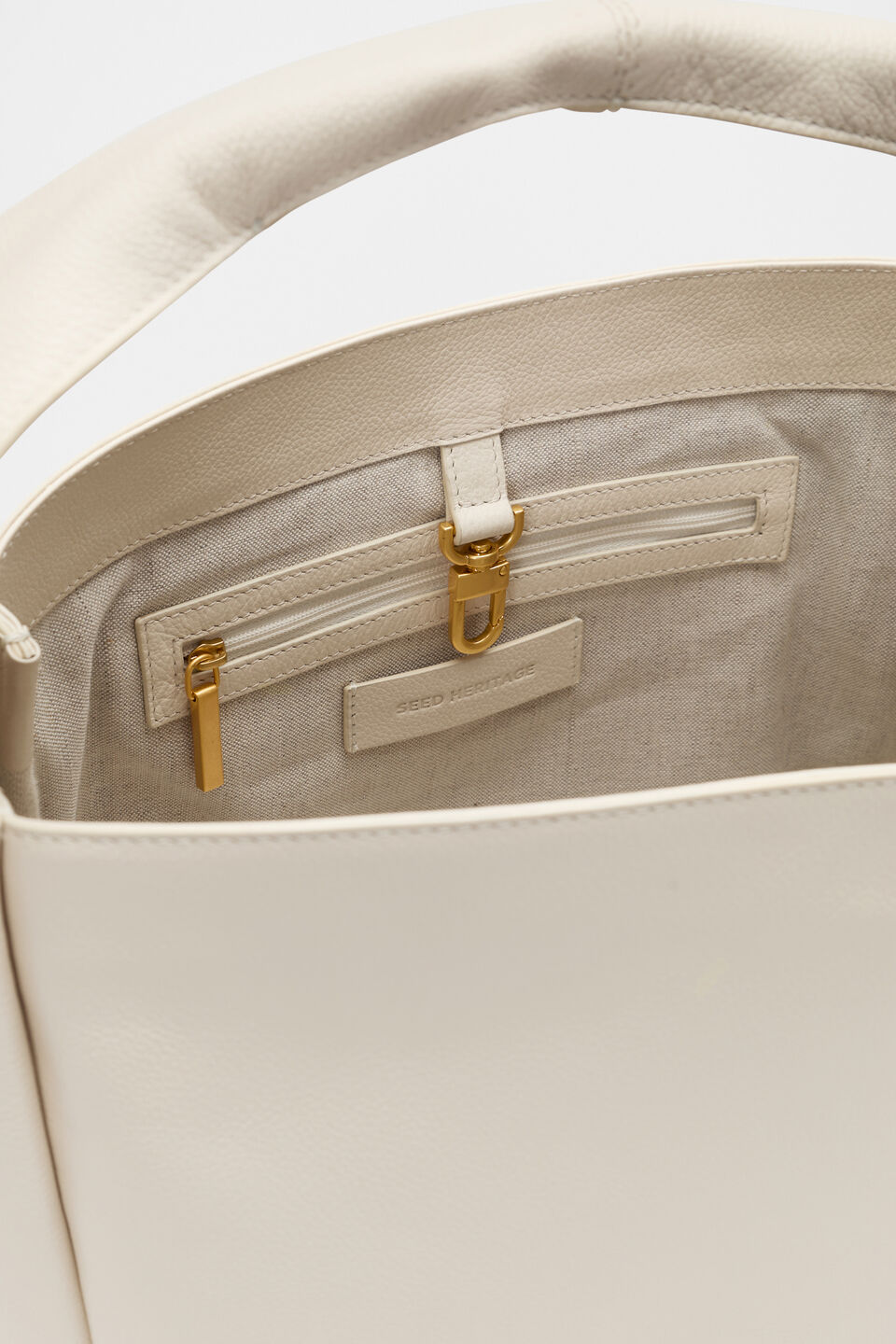 Leather Curved Tote  Tofu