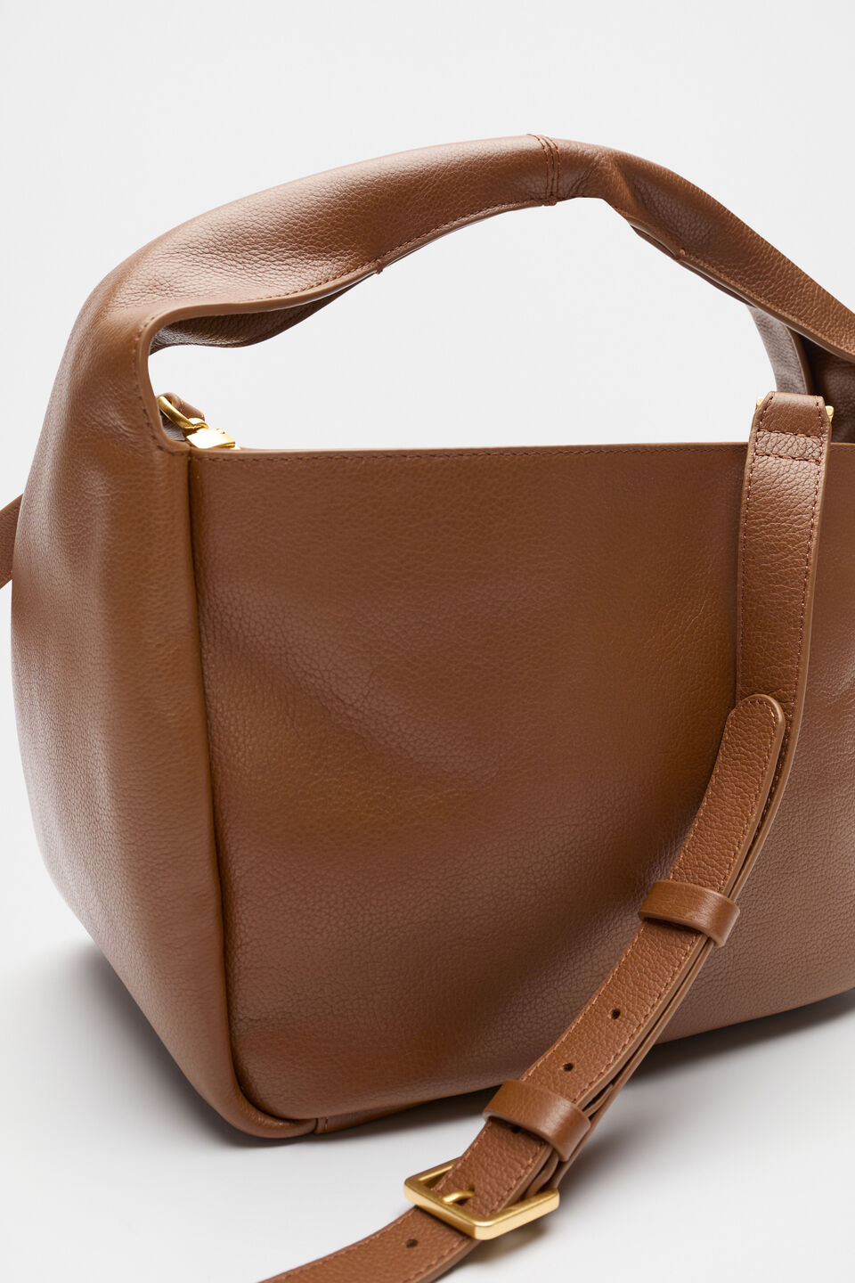 Leather Curved Mini Bag  Deep Tan