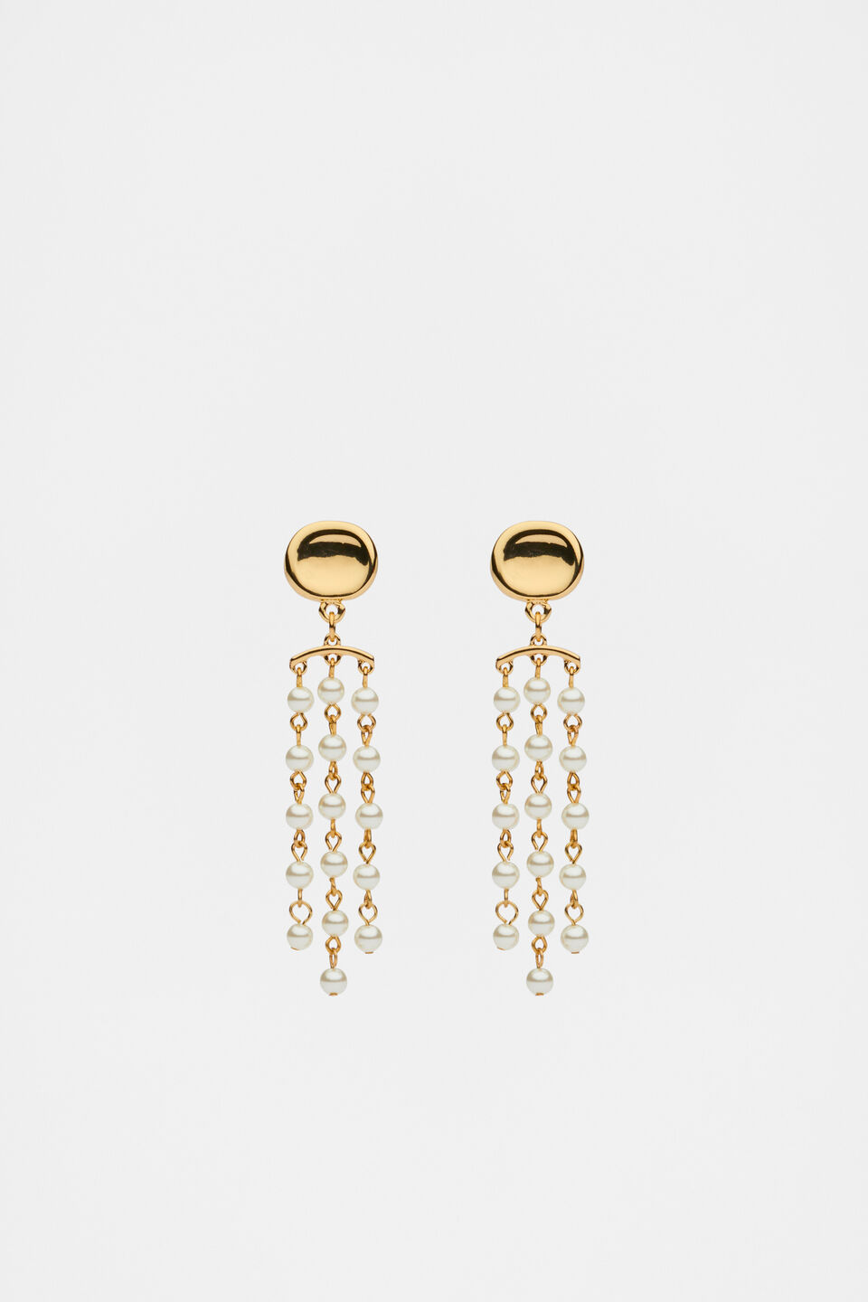 Pearl Station Long Earring  Gold
