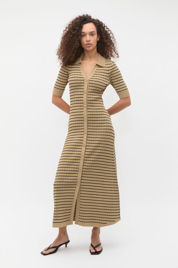 Crepe Knit Stripe Dress  Rye Stripe  hi-res