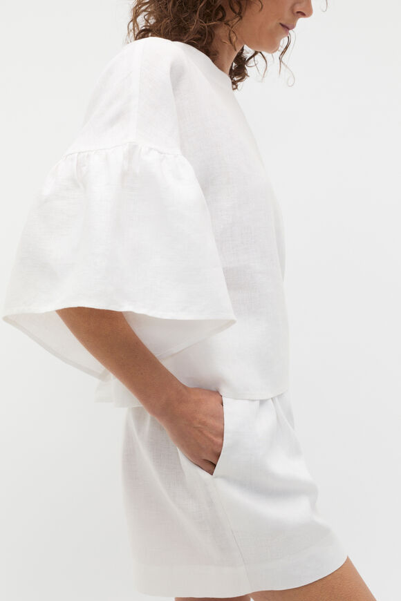 Linen Frill Sleeve Top  Whisper White  hi-res