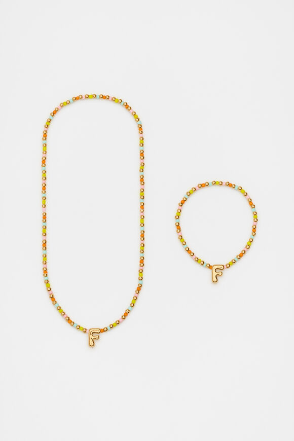 Initial Necklace And Bracelet Set  F  hi-res