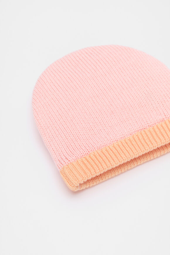 Colourblock Knit Beanie  Pretty Pink  hi-res