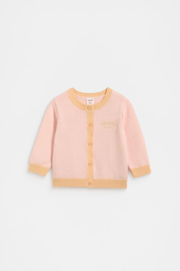 Colourblock Knit Cardigan  Pretty Pink  hi-res