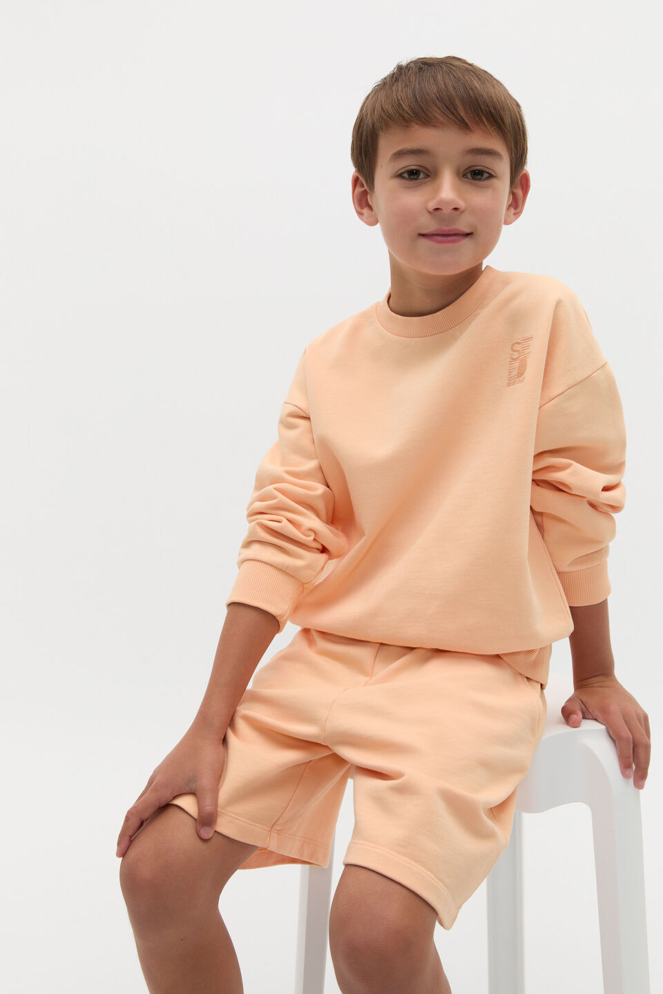 Garment Dye Sweat Top  Washed Apricot