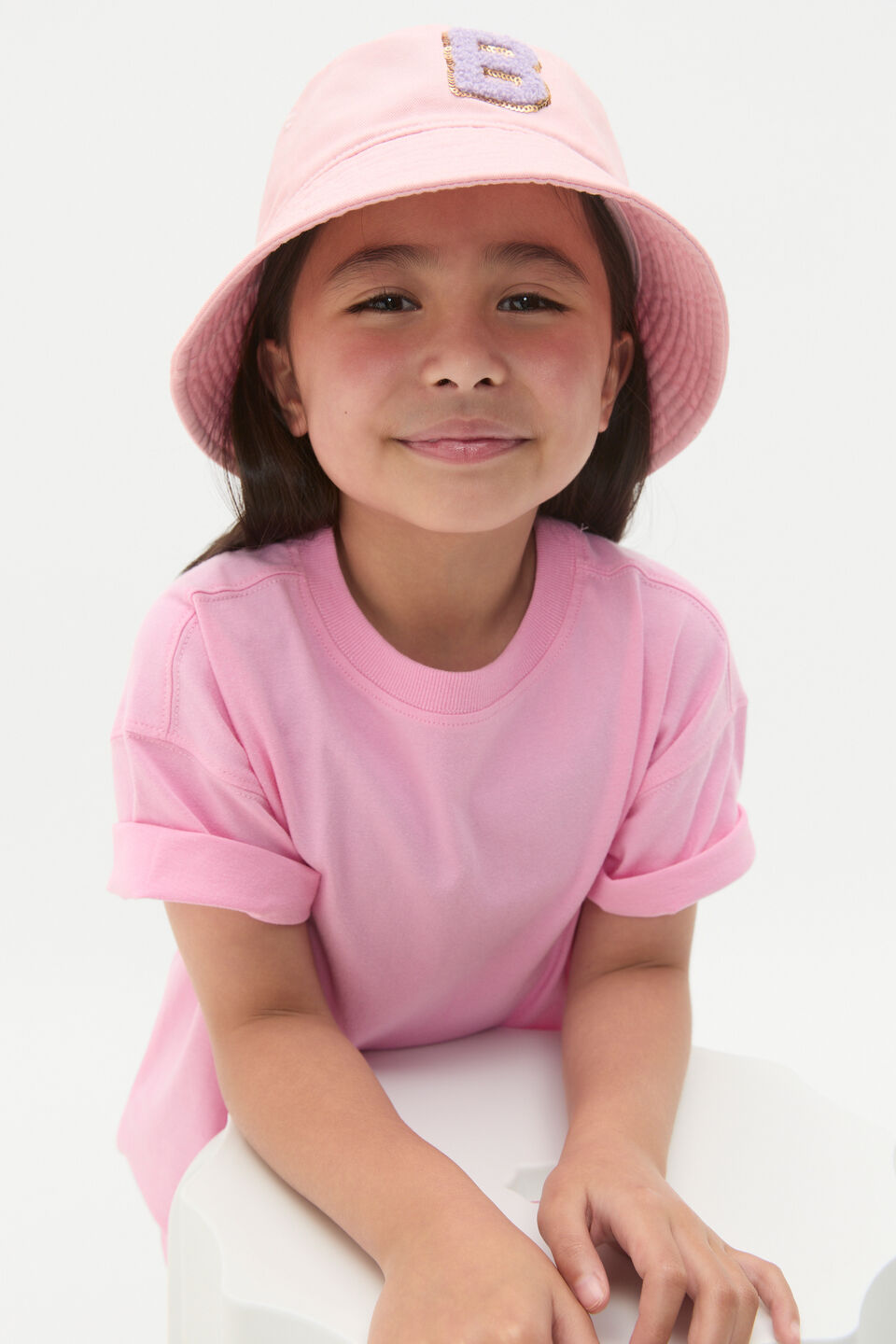 Pink Initial Bucket Hat  N