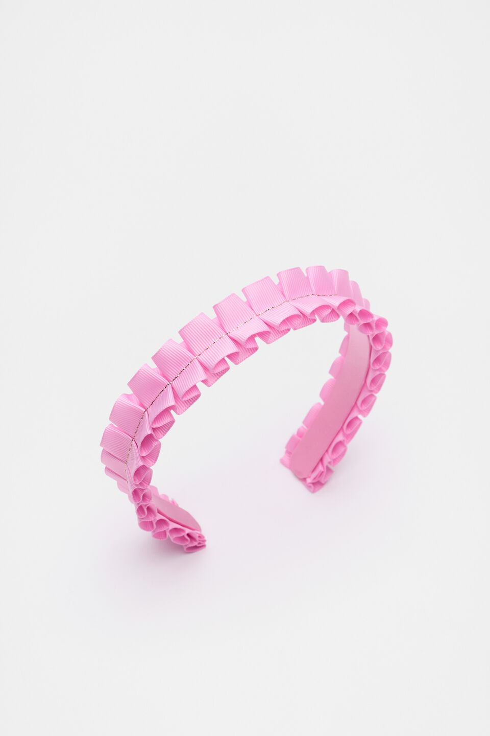 Ruffle Grosgrain Headband  Candy Pink