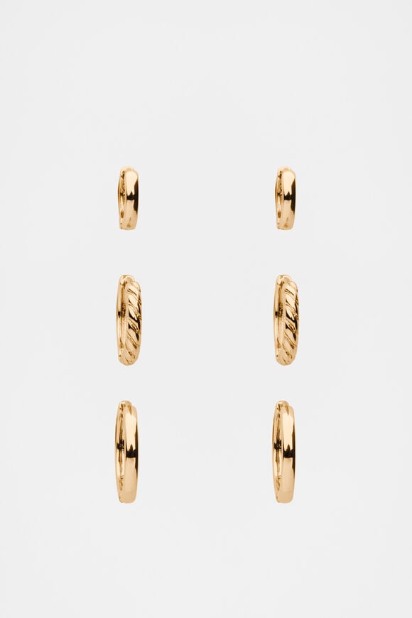 Textured Huggie Ear Pack  Gold  hi-res