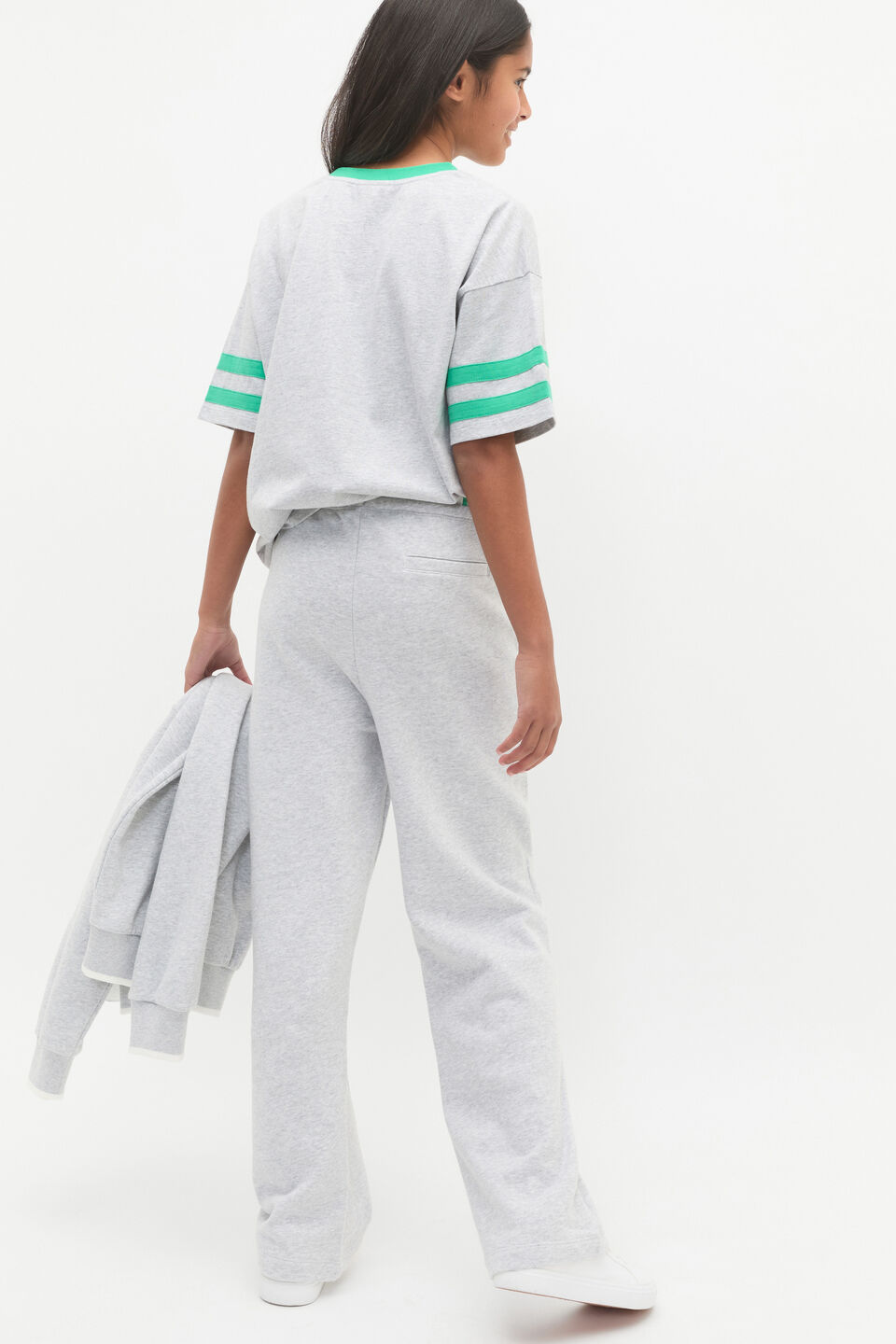 Pin Tuck Track Pant  Cloud Grey Marle