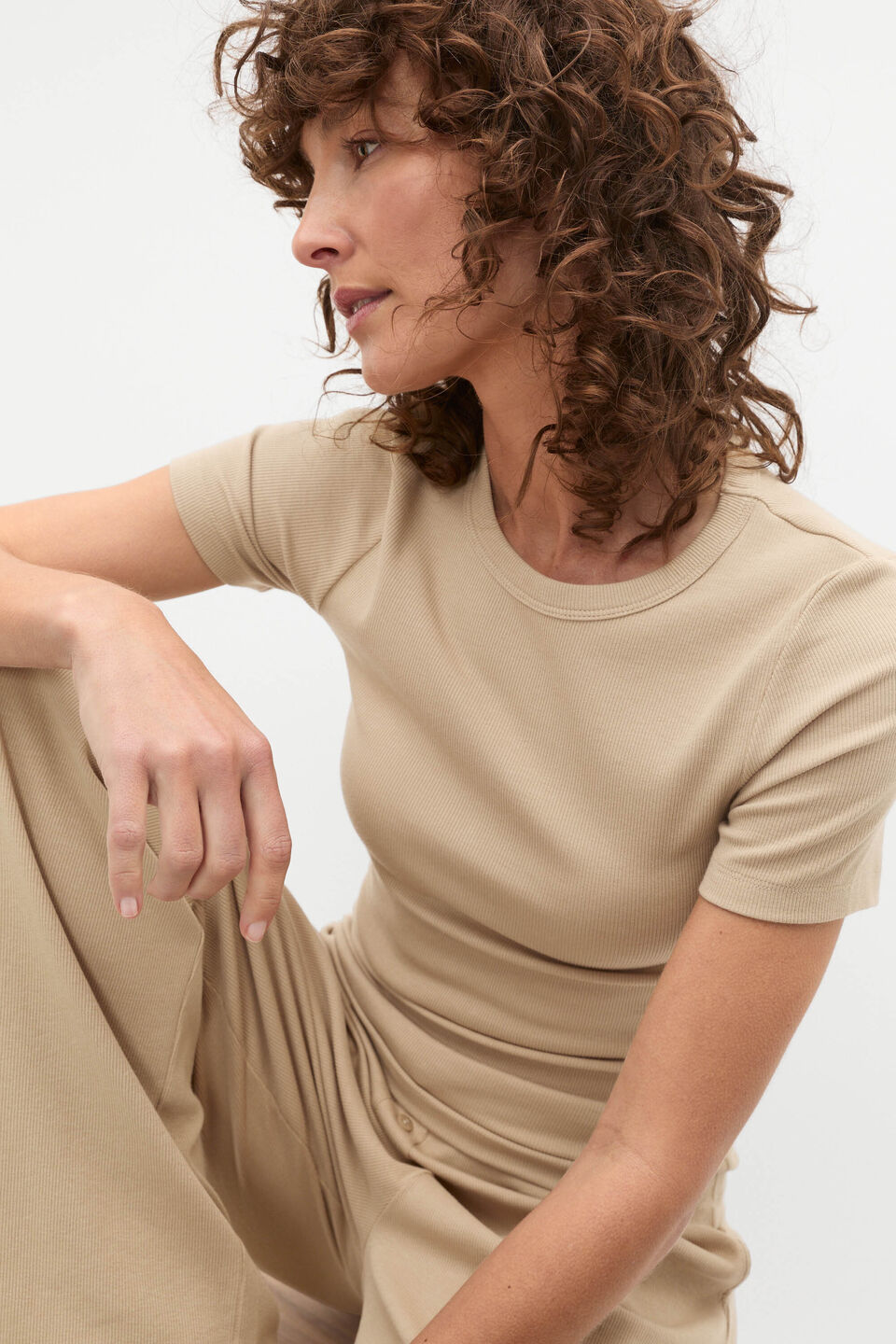 Short Sleeve and Wide Leg Pant PJ Set  Rye