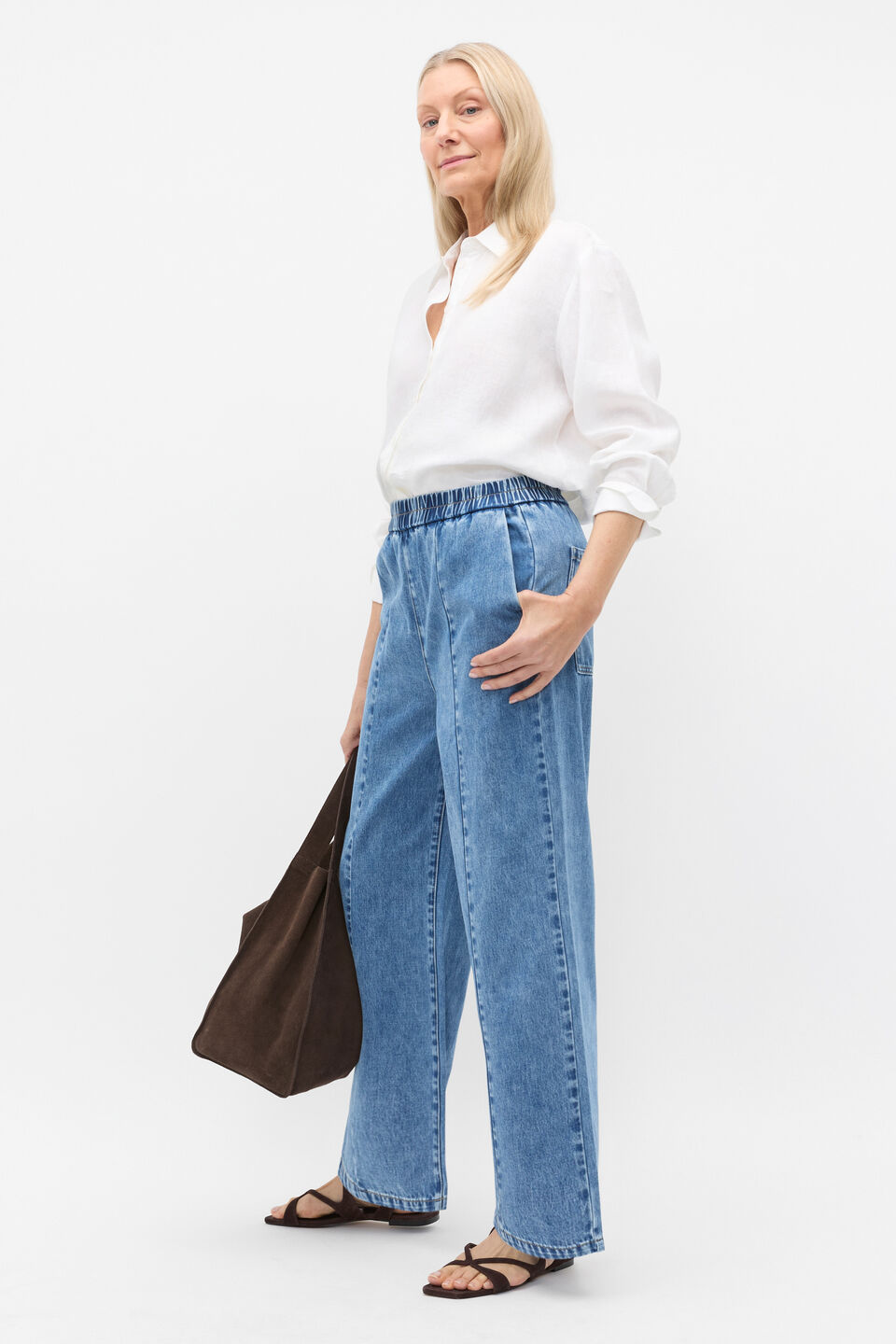 Denim Pull On Jean  Mist Blue Wash