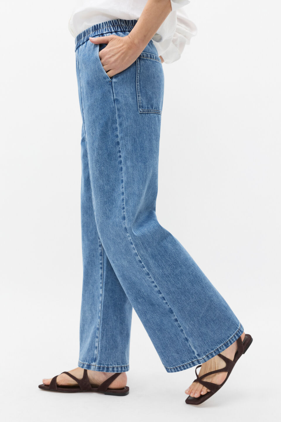 Denim Pull On Jean  Mist Blue Wash